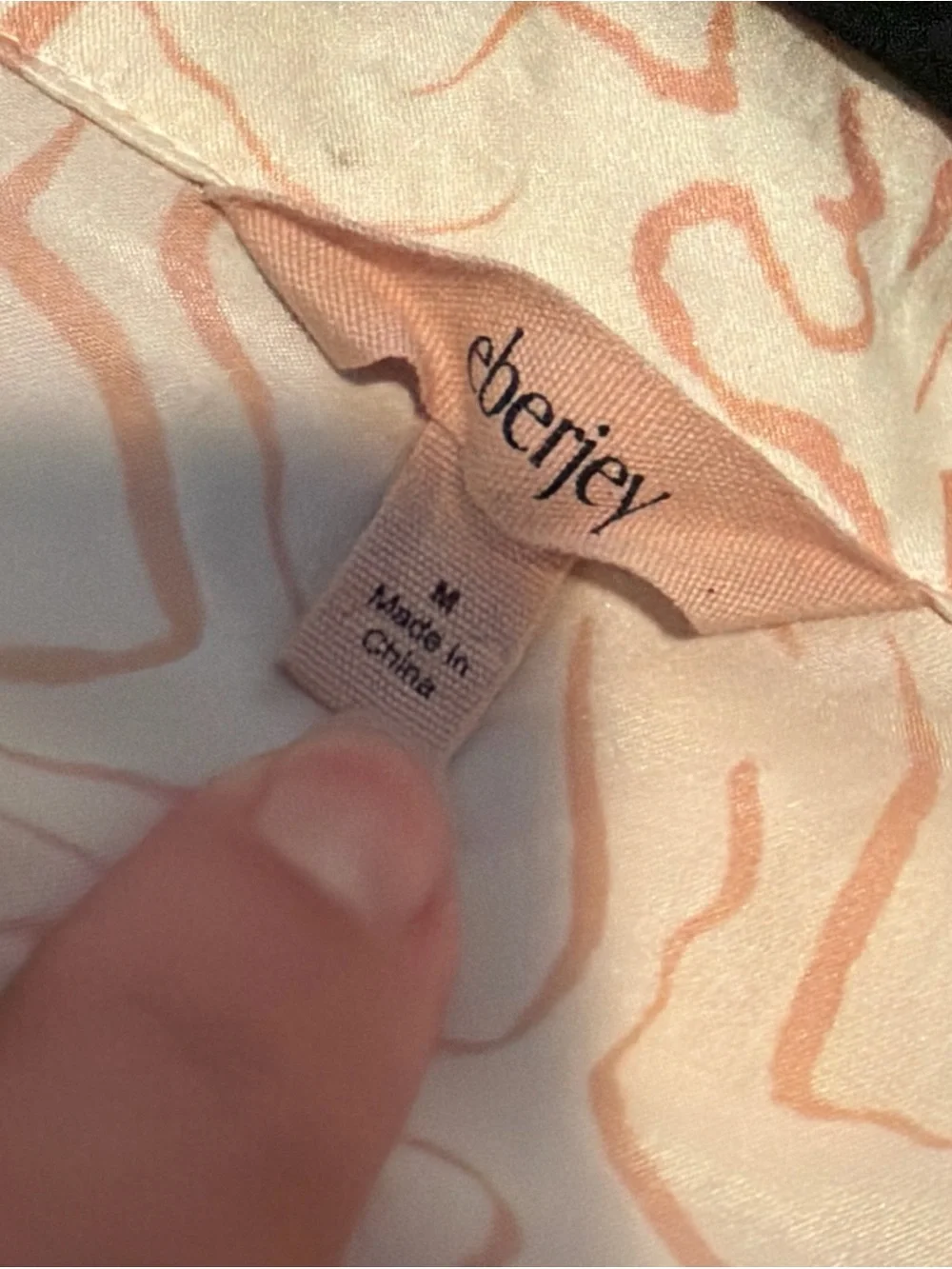 $298 Eberjey Inez Washable Silk Printed Long Pajama Set Medium